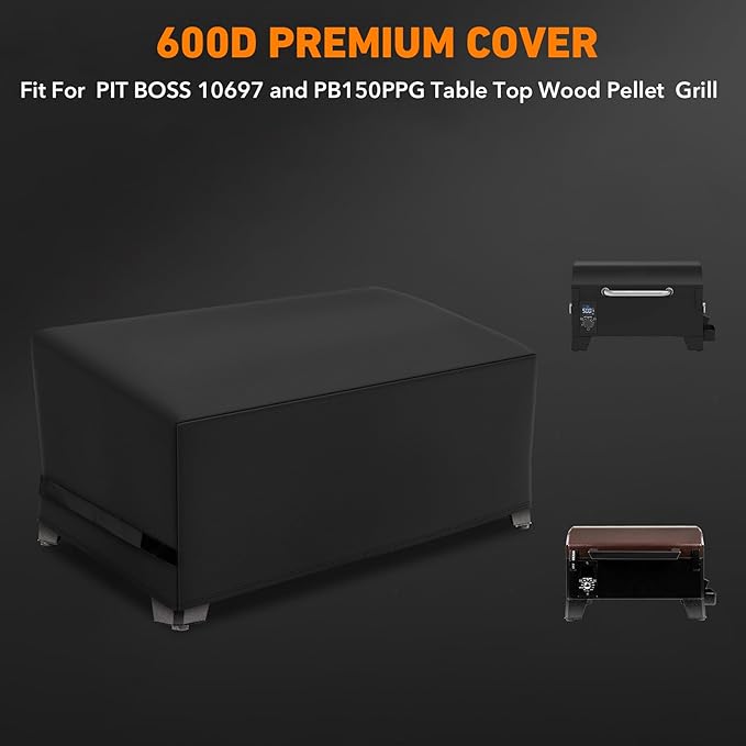 Heavy Duty 600D Polyester Cover Compatible with Pit Boss Portable Table Top Pellet Grill 10697 and PB150PPG fits Cuisinart CGG-306, Royal Gourmet 24’’ Tabletop Griddle PD1301R/ PD1301S Grills