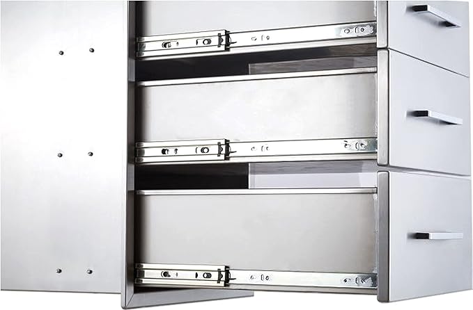 TIANAI Outdoor Kitchen Drawers Stainless Steel Triple Drawer - 18" W x 24" H x 23" D,Flush Mount for Outdoor Kitchen or BBQ Island