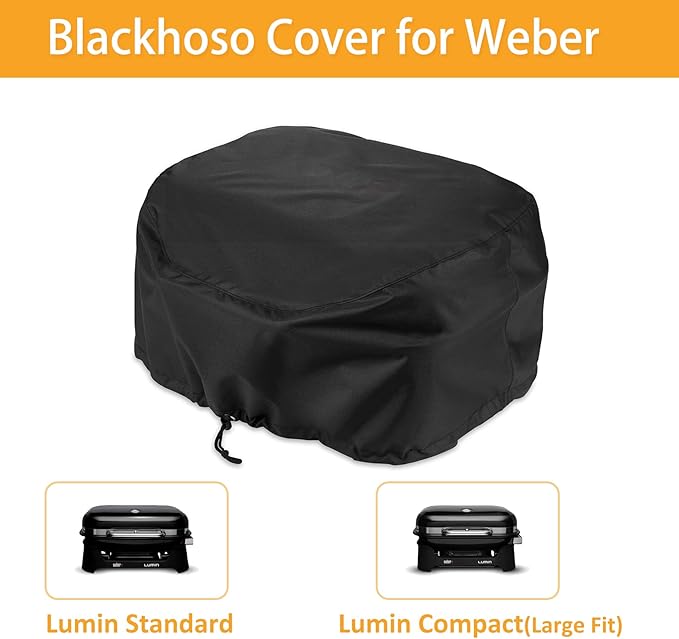 Grill Cover for Weber Lumin Electric Grill, Lumin Compact Grill, 600D Heavy Duty Waterproof UV Resistant Bonnet for Weber Lumin/Compact Without Stand, Outdoor Barbeque Grill Accessories