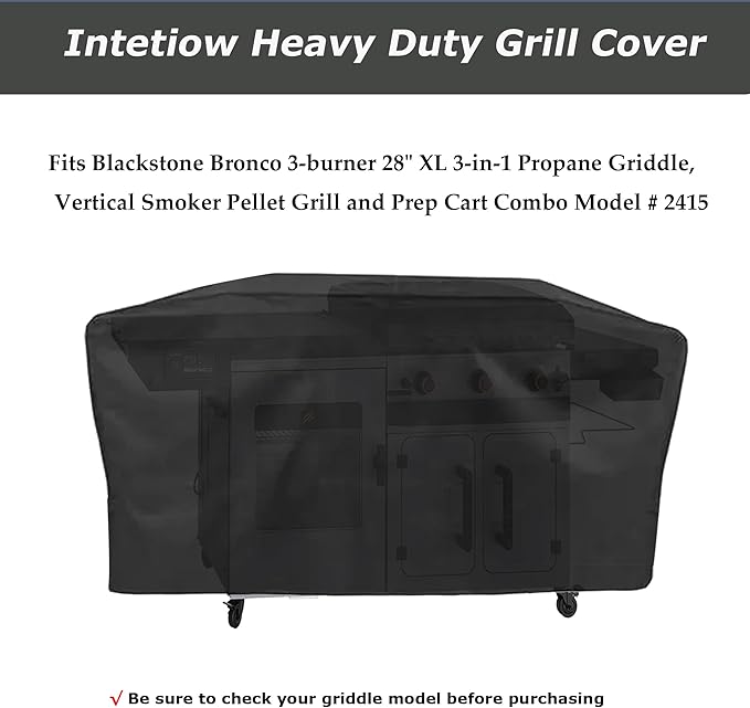 Grill Cover for Blackstone Bronco 3 Burner 28" XL Griddle Vertical Smoker Pellet Combo, 600D Heavy Duty Waterproof for Black Stone Bronco 28 Inch XL Grill 2415 Cover Accessories