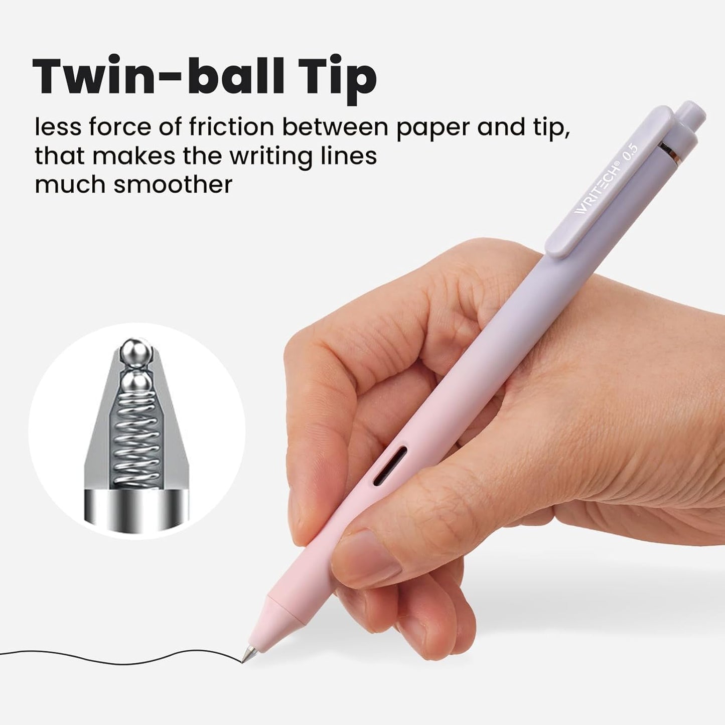 WRITECH Gel Pens Fine Point: 0.5mm Black Ink Retractable 4ct Smooth Writing No Bleed with Aesthetic Gradient Color Pen Barrel for Journaling Note Taking Sketching