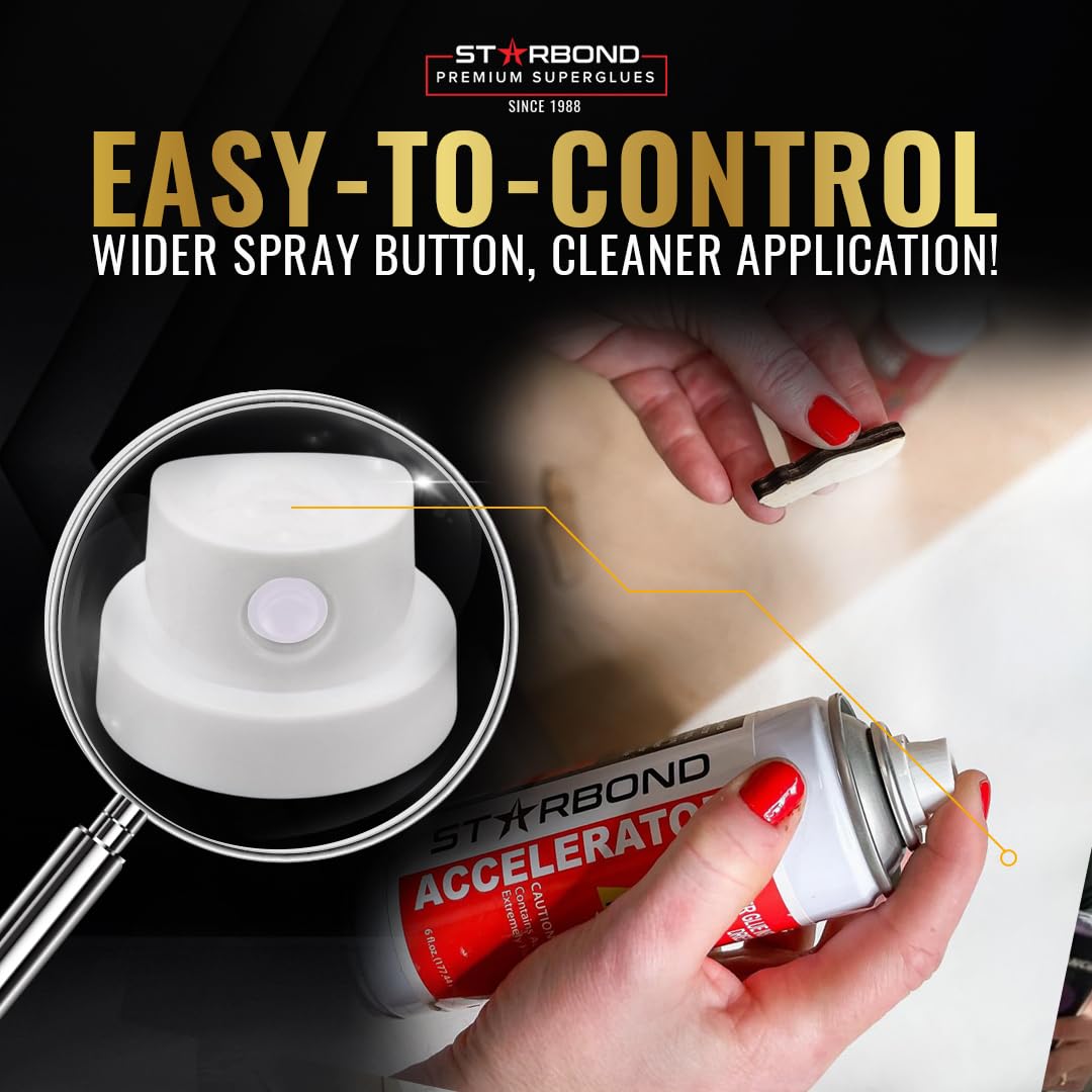 Starbond 2 oz Thick CA Glue with 6 oz Aerosol Activator Bundle Premium Cyanoacrylate Super Glue for Mitre Joint Bonding, Woodworking, Carpentry, Archery Fletching