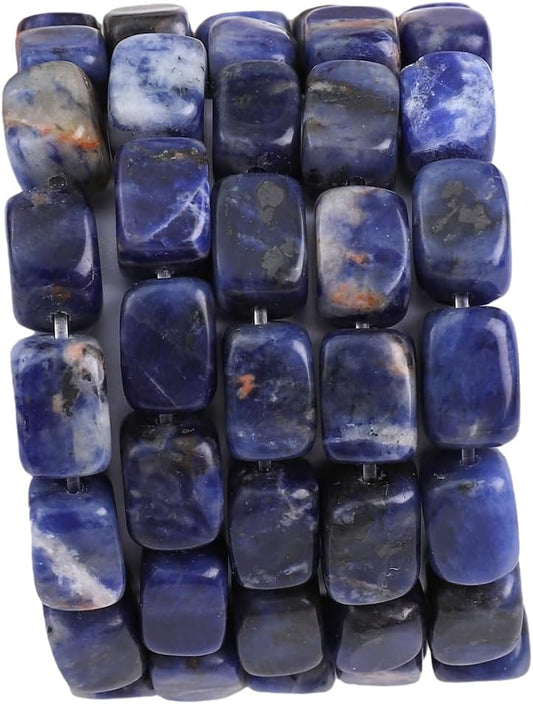 Natural Blue Sodalite Cuboid Stone Loose Semi Gemstone Beads for Jewelry Making 8mmx12mm 38cm/Strand
