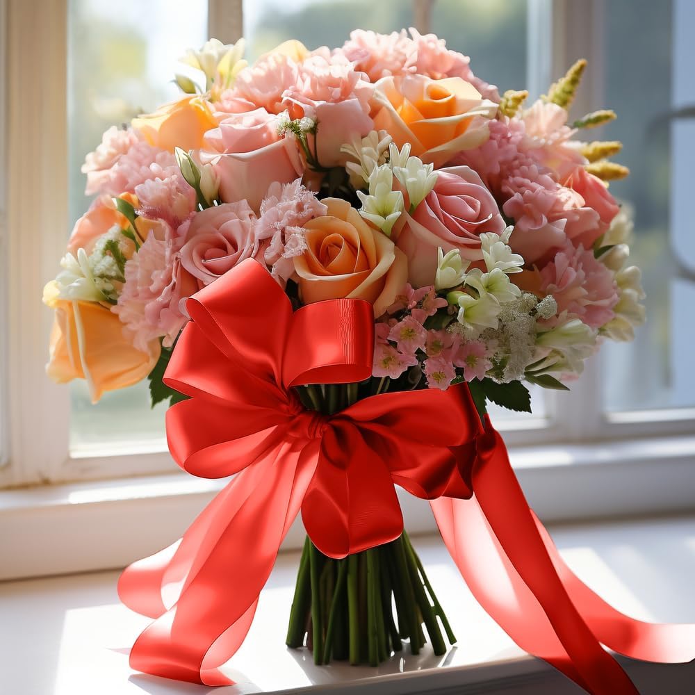 4 Inch 25 Yard Wide Satin Ribbon Red, Solid Fabric Large Ribbon Roll for Cutting Ceremony Wedding Opening Party Decoration, Chairs, Sewing, Festival Pageant Sashes