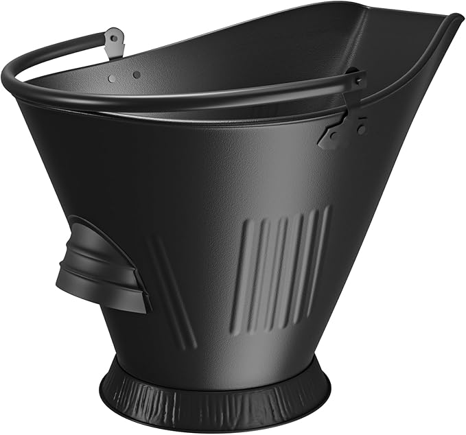 AMAGABELI GARDEN & HOME XXL 5-Gallon Ash Bucket for Fireplace Metal Coal Bucket Wood Stove Charcoal Bucket Hot Ashes Can Pail Fireside for Fire Pit Firewood Burning Indoor Outdoor Grill Hearth Tools