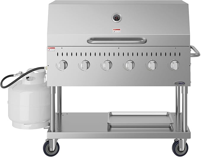 48 in. Commercial Outdoor Propane Gas Grill with Roll Dome Cover, ETL Listed in Stainless-Steel (CGKIT4-48D)