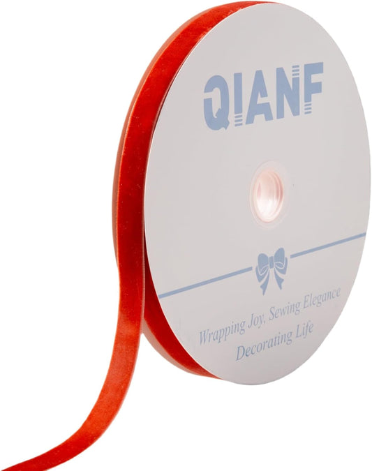 Vintage Terracotta Velvet Ribbon Christmas Ribbon for Gift Wrapping Crafts Christmas Tree Ornaments Garland Decorations, 5/8 Inch X 25Yd