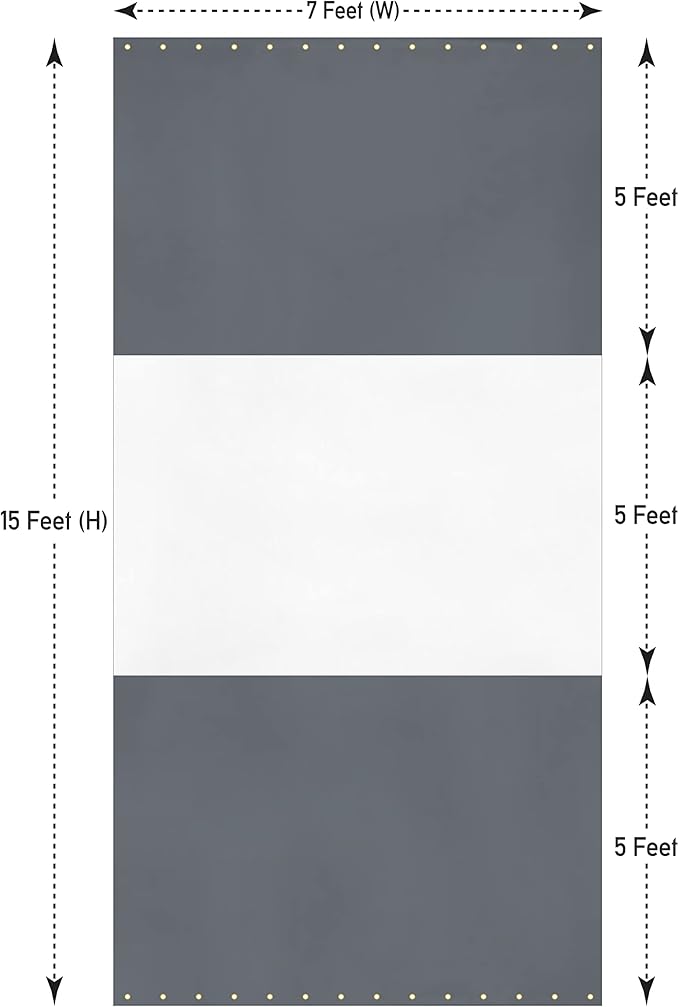 Covers & All Outdoor Clear Panel Curtain, 12 oz Vinyl Outdor Curtains for Patio, Waterproof & Weather Resistant Tarp with Brass Grommets for Pergola, Porch, Gazebos, Balcony (15’H x 7’W feet, Gray)