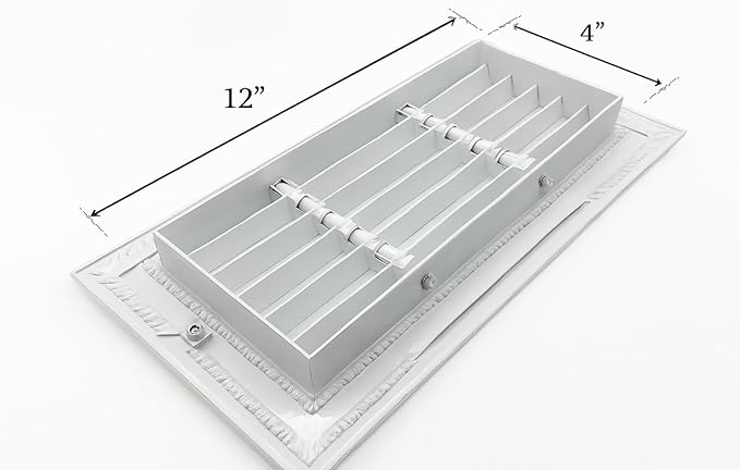 Aluminum Return Air Grille by Sierra Grates – 12" x 4" Duct Size, Linear Bar Design, Premium Quality for Ceiling, Wall and Sill