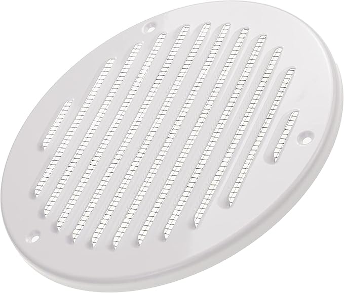 Vent Systems 6 Inch (Inner) Pack of 5 White Vent Cover - Round Metal HVAC Return Air Grille with Mesh Screen - Register Soffit Wall Vent - Outdoor, Indoor, Crawlspace - Exhaust Ventilation Grill