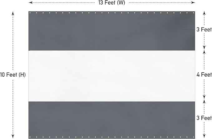 Covers & all Outdoor Clear Panel Curtain, 12 oz Vinyl Outdor Curtains for Patio, Waterproof & Weather Resistant Tarp with Brass Grommets for Pergola, Porch, Gazebos, Balcony (10’ H x 13’ W Feet, Gray)