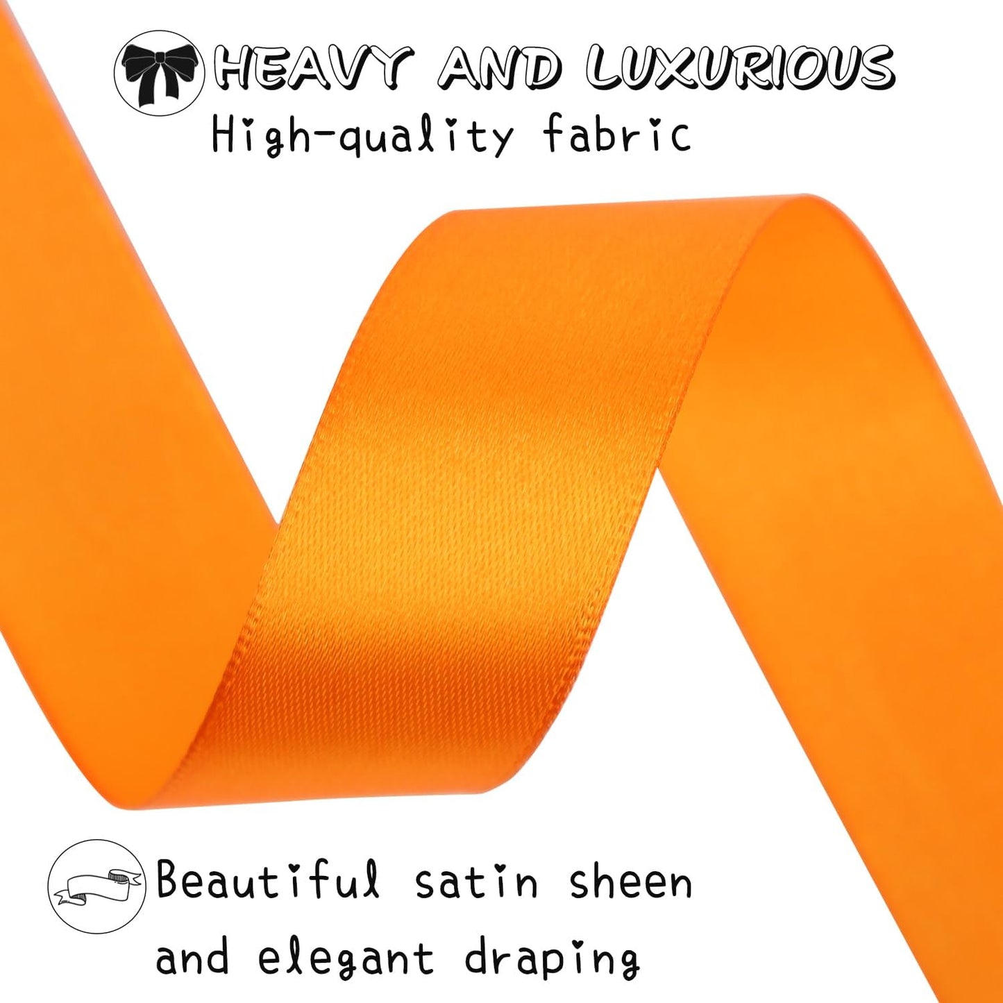 Orange Solid Satin Ribbon 1 Inch 25 Yards Solid Polyester Fabric Ribbon for Gift Wrapping Wedding Christmas Baby Shower Birthday Party Decoration Handmade Immortal Flower Craft