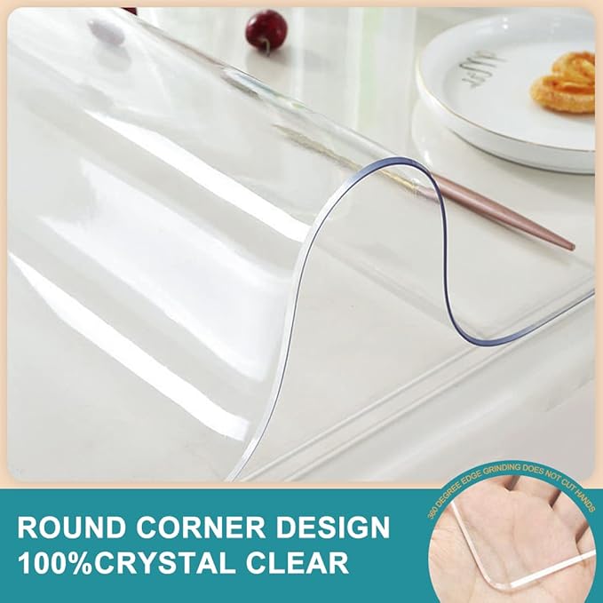 Clear Rectangle Desk Protector - 1.5mm Thick Transparent PVC Table Pads, 30x64 Inch Waterproof Plastic Desk Top Mat, Anti-scratch Non-slip for Coffee, Dining, Living Room, Kitchen Table