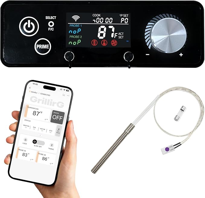 WiFi PID Rectangular Pellet Grill Controller Replacement for Pit Boss 440-1600, Navigator, Sportsman, Mahogany, Competitiion, Pro Series – App-Enabled Thermostat Control Panel