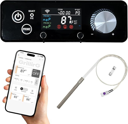 WiFi PID Rectangular Pellet Grill Controller Replacement for Pit Boss 440-1600, Navigator, Sportsman, Mahogany, Competitiion, Pro Series – App-Enabled Thermostat Control Panel