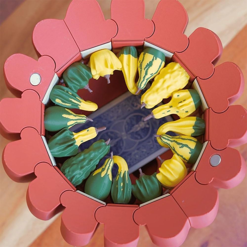 Pumpkin Board Game Set,Magnetic Pumpkin Chess Expansion Pack Gourd Games,3D Printing Portable Checkers with Checkers Board,Dice Tower,Card Storage,Dice Storage,and Boards,Christmas Decor Gift(#2)