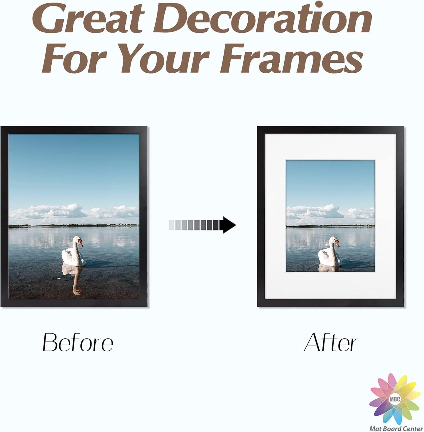 Mat Board Center, Pack of 10, 11x14 for 8x10 Off White Color Mats - Bevel Cut, Acid Free, 4-ply Thickness, White Core - for Pictures, Photos, Framing