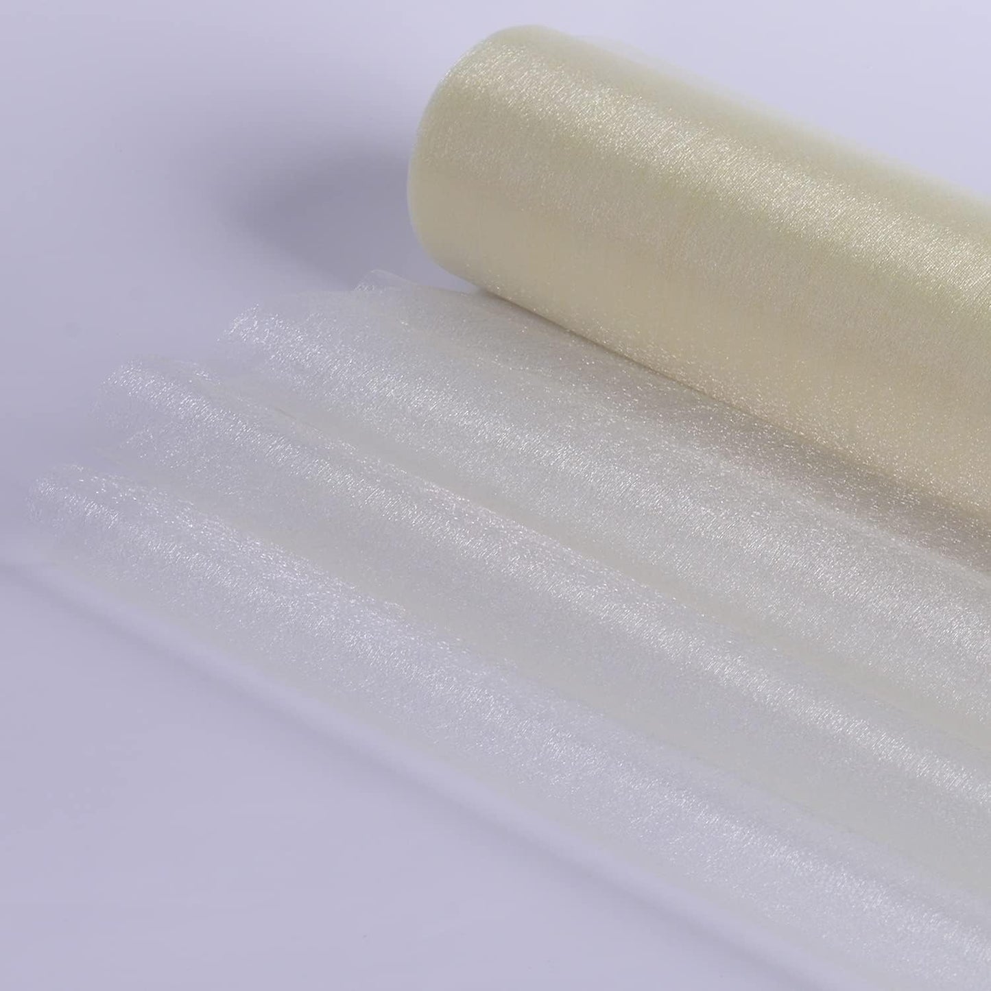 Crystal Organza Fabric Tulle - 16" by 50 Yards Sheer Fabric for Wedding Party Decoration Bridal Shower Tutu Roll Netting Spool Ribbon Wrapping (Ivory)