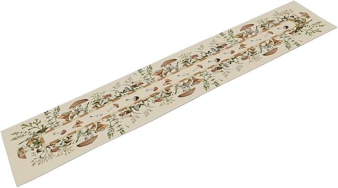Wild Mushroom Table Runner, Retro Floral Plants Botanical Print Table Cover for Kitchen Dining Table Wedding Home Party Decor, 13x70inch