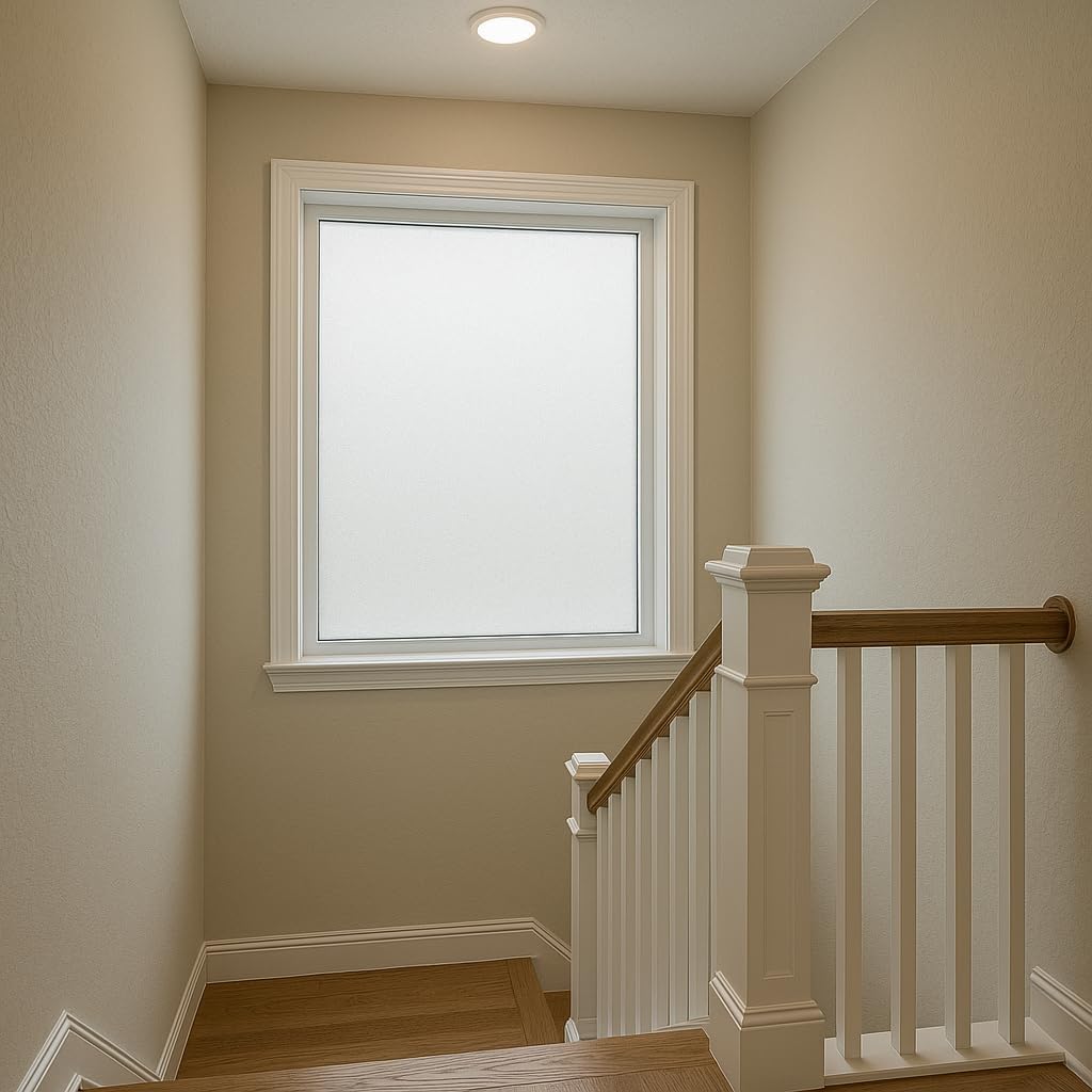 Rockrose Matte Frost Home Window Tint Film - Decorative Opaque Privacy Film Frosted for Home Offices Shower Door with UV Blocking - 60 in x 100FT - Matte Frost