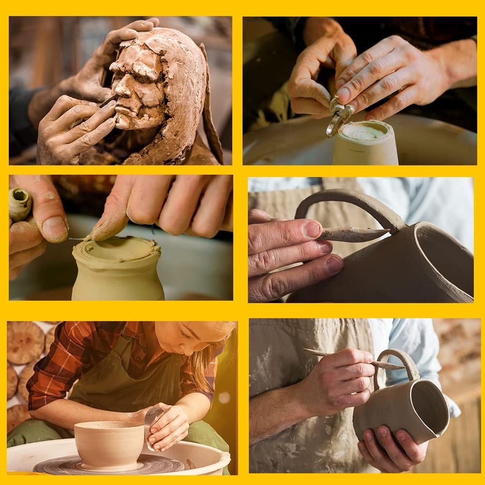 Yagugu Pottery Supplies Clay Tools for Sculpting, 39Pcs Basic Wood Ceramics Carving Polymer Clay Tool Supplies kit Supplies for Kids Adults and Artists Modeling Shaping Building for Art&Craft Gifts