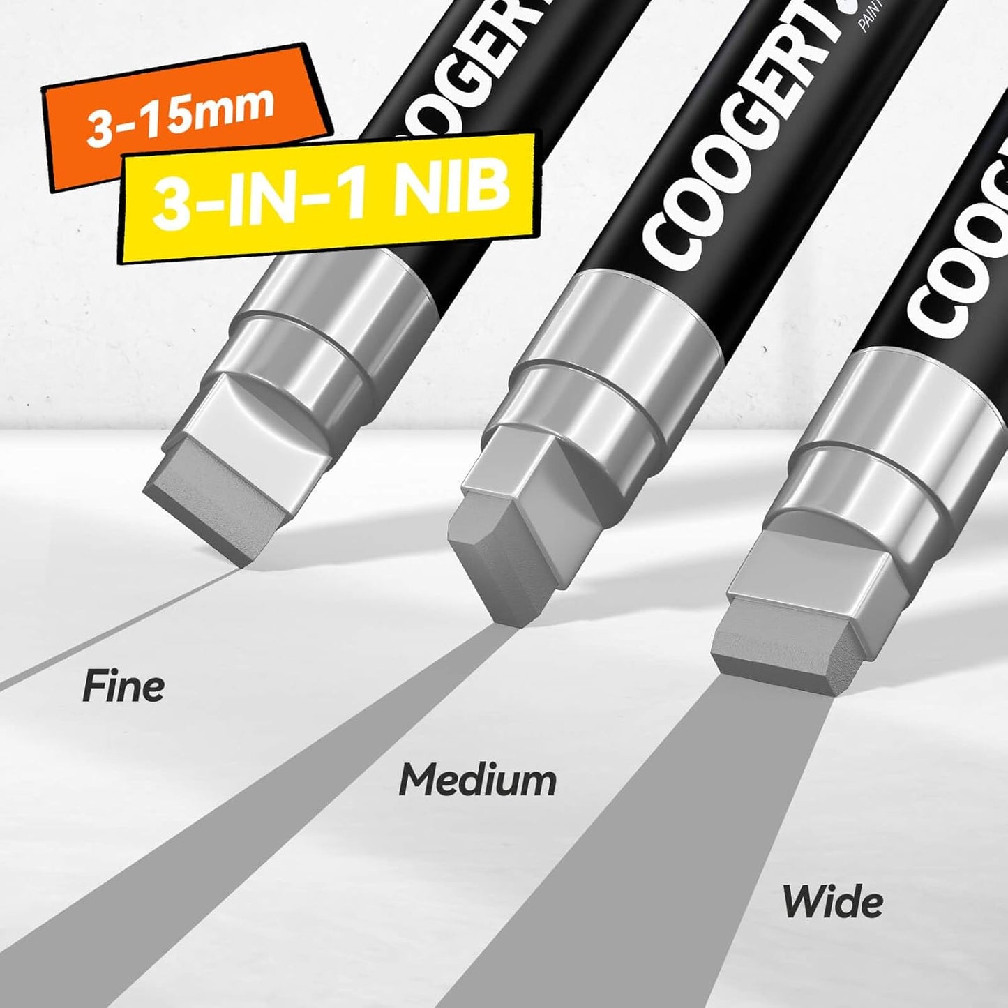 3Pcs Silver Jumbo Poster Markers, 15MM Thick Permanent Acrylic Graffiti Markers, Wide Tip Paint Marker for Canvas, Posters Board, Fabric, Window, Glass, Wood, Teachers,Banner painting supplies