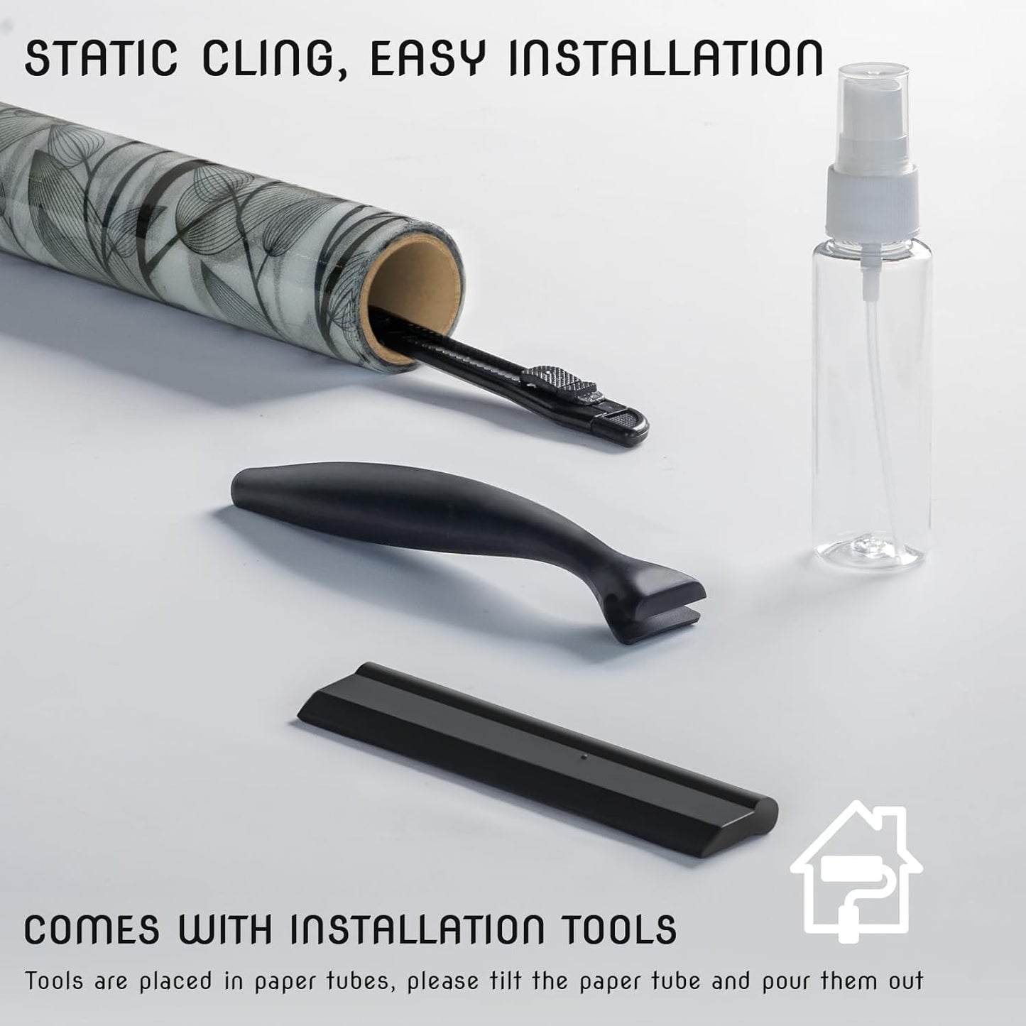 DKTIE Window Film Privacy with Installation Tools, Decorative Stained Glass Window Clings for Home, Static Cling Window Sticker for Front Door, Bathroom, Glass Door (Dark Green, 17.7'' x 118.1'')