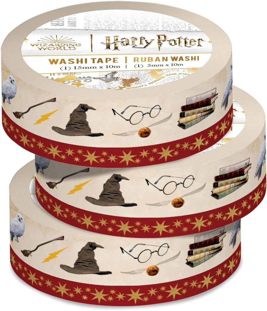 Paper House Productions Harry Potter 3-Pack Set of 2 Foil Accent Washi Tape Rolls for Scrapbooking and Crafts - Icons