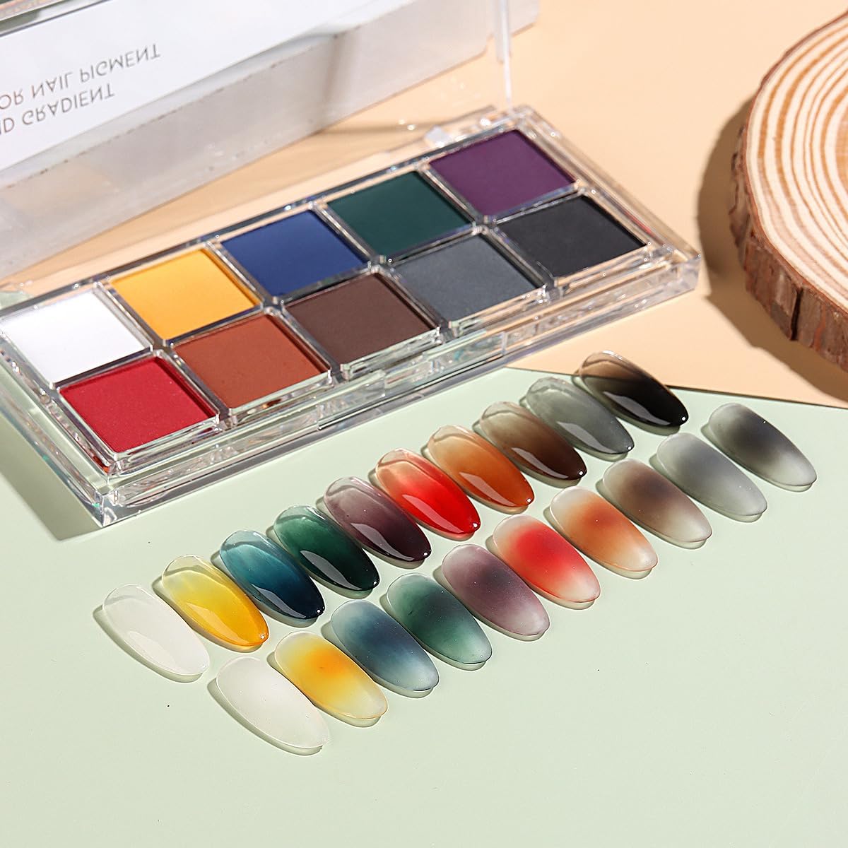 10 Colors Solid Fluorescent Neon Pigment Powder Set Gradient Iridescent Aurora Mermaid Pearl Glitter Dust Kit for Home Salon Nail Art Designs