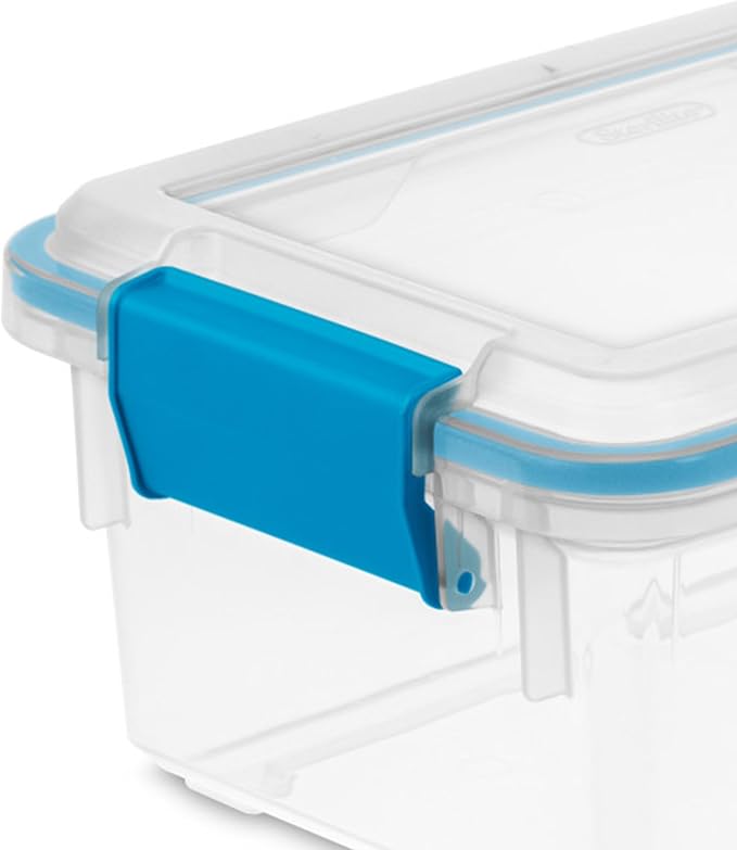 Sterilite 24-Pack Gasket Box, Weather-Resistant Storage Bins with Latching Lids, 7.5 Quart - Heavy-Duty Organizing Containers for Closet, Bathroom, and Office