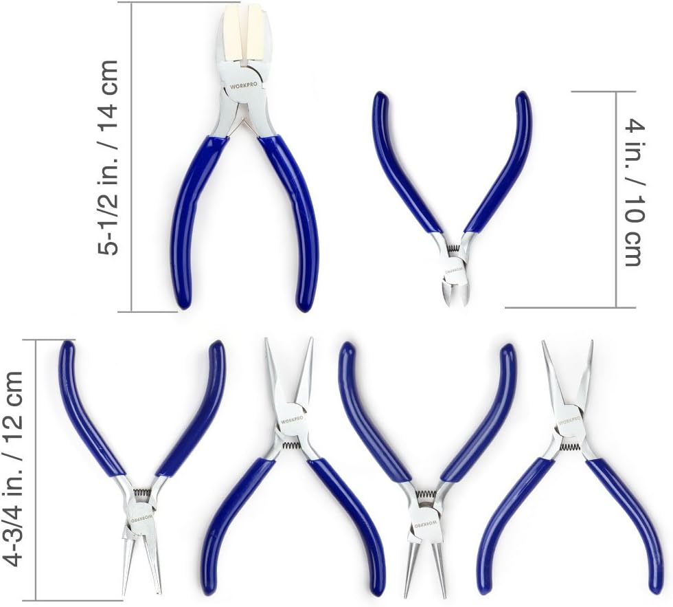 WORKPRO Jewelry Plicers Set, 7-Piece Jewelry Making Tools Kit with Needle Round Nose Plier and Bent Nose Plier Wire Cutter for Jewelry Repair, Beading, Wire Wrapping, Crafts, with Carrying Pouch