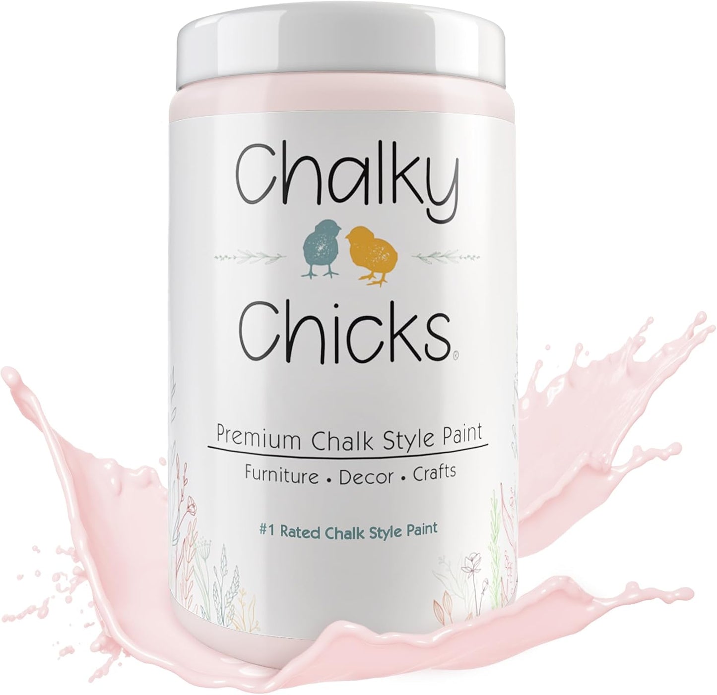 Chalky Chicks All-in-One Chalk Paint for Furniture or Cabinet - 32 Fl Oz - Matte Finish Paris Pink for Metal, Wood Furniture Paint - No Sanding All-in-One for Home Decor & Crafts, USA Made