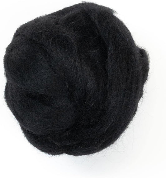 Colored Natural Bulk Wool roving, 8 OZ. Best Wool for Needle Felting, Wet Felting, handcrafts and Spinning Yarn (Total Black)