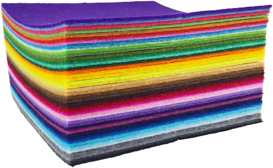 flic-flac 44PCS 8 x 12 inches (20 x 30cm) Assorted Color Felt Fabric Sheets Patchwork Sewing DIY Craft 1mm Thick … (20cm * 30cm, 44pcs)