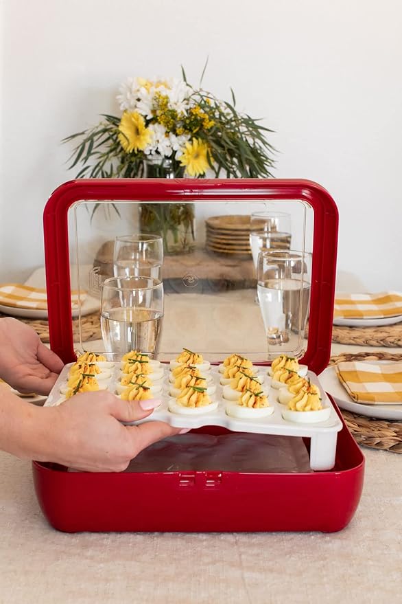 Fancy Panz Deviled Egg Trayz - Holds 20 Eggs - Deviled Egg Container Fits Classic/Premium Fancy Panz Elevated Food Serving Tray - Portable Eggs Carrier with Lid - Made in The USA Hosting Essentials