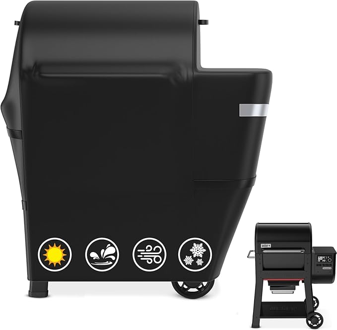 Utheer Grill Cover for Weber Searwood 600 Pellet Grill, Heavy Duty 600D Waterproof Fabric Grill Cover for Weber 3400145, Black
