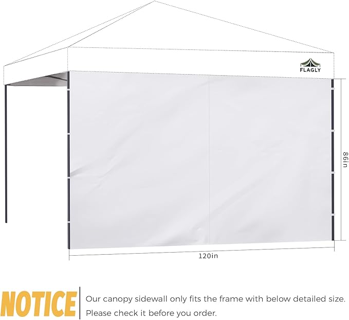 10x10 Pop Up Canopy Sidewall - 1 PC 300D Waterproof Attachable Tent Wall, Privacy Shade for Outdoor Events, Vendor Booths (Tent Not Included, with Door)