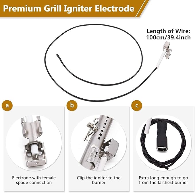 Criditpid Grill Replacement Parts for Charbroil Advantage 4 Burner 463344116, Cast Iron Grill Grates, Stainless Steel Burner Tubes, Heat Plates Shields, Adjustable Carryover Tubes & Igniters Kit.