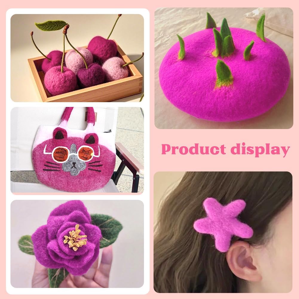 3.53oz Wool Roving Yarn, Fiber Roving Wool Top, Needle Felting Supplies, Pure Wools, Chunky Yarn, Spinning Wools for Needle Felting Wet DIY Hand Spinning (Purple)