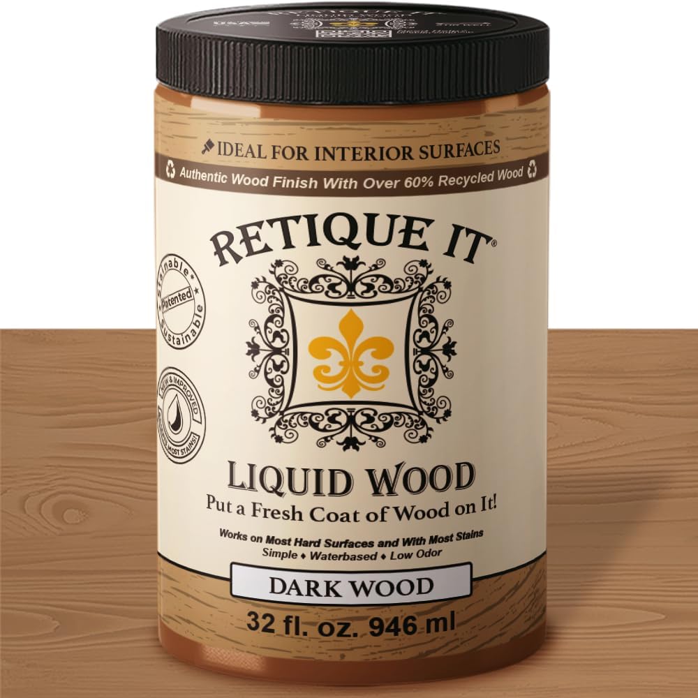 Retique It New and Improved Formula Liquid Wood Coatings - Stainable Primer - Paint It Then Stain it (Dark Wood, Large)