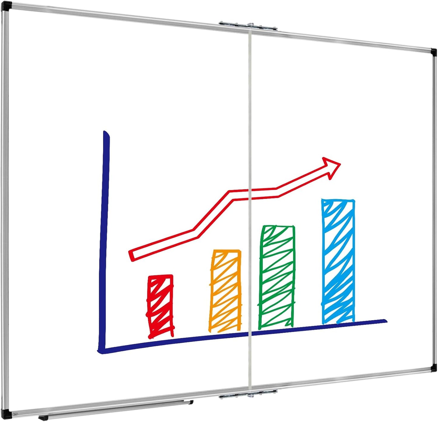 XBoard Dry Erase Board 60 x 48 Inch | Foldable Magnetic White Board for Wall with Marker Tray 5' x 4' | Aluminum Frame Folding Message Presentation Board