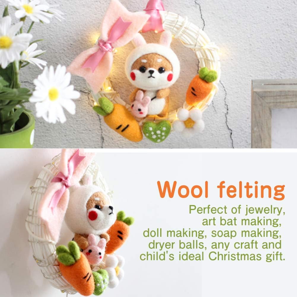 3.53oz Wool Roving Yarn, Wool Felting Supplies, Pure Wool, Chunky Yarn, Spinning Wool Roving for Needle Felting Wet Felting DIY Hand Spinning (Pink)