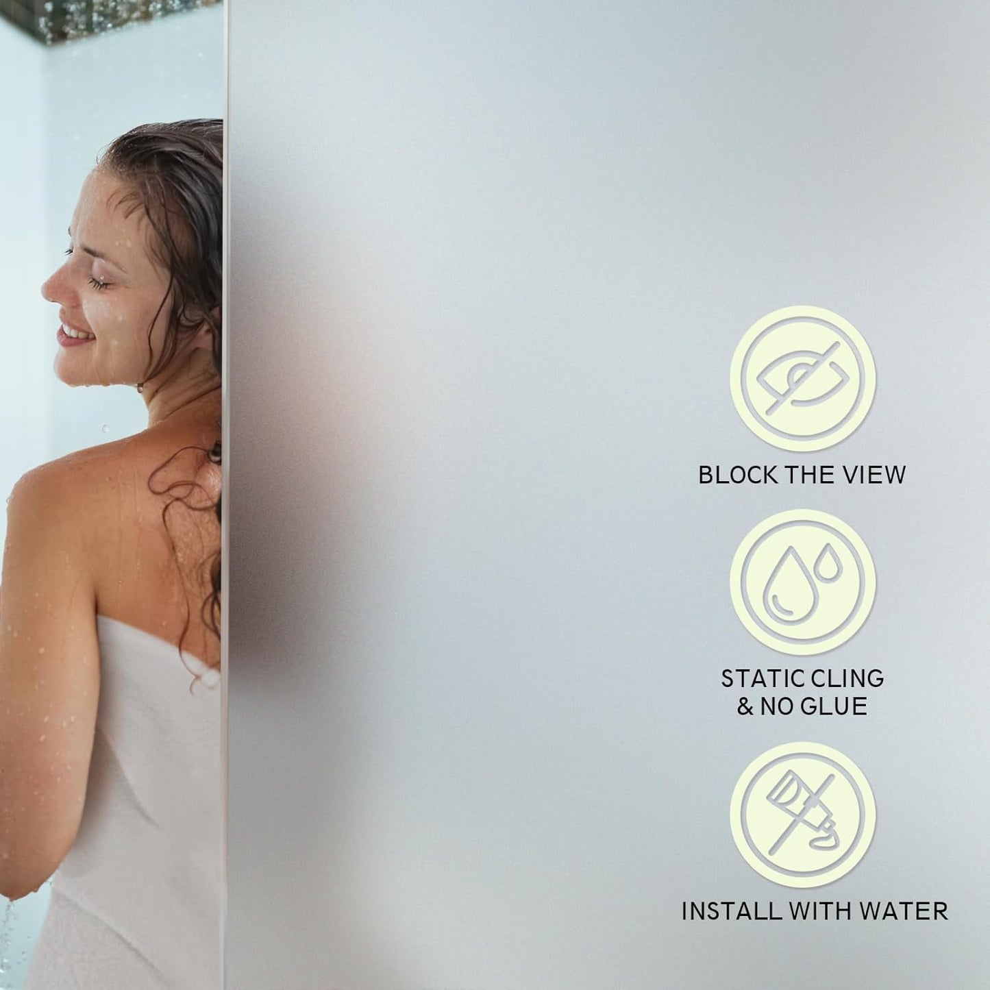 Frosted Glass Window Privacy Film - UV Sun Blocking Heat Control, Static Cling Removable & Reusable for Home, Bathroom, and Office (Frosted 35.4 Inch x 16.4 Feet)