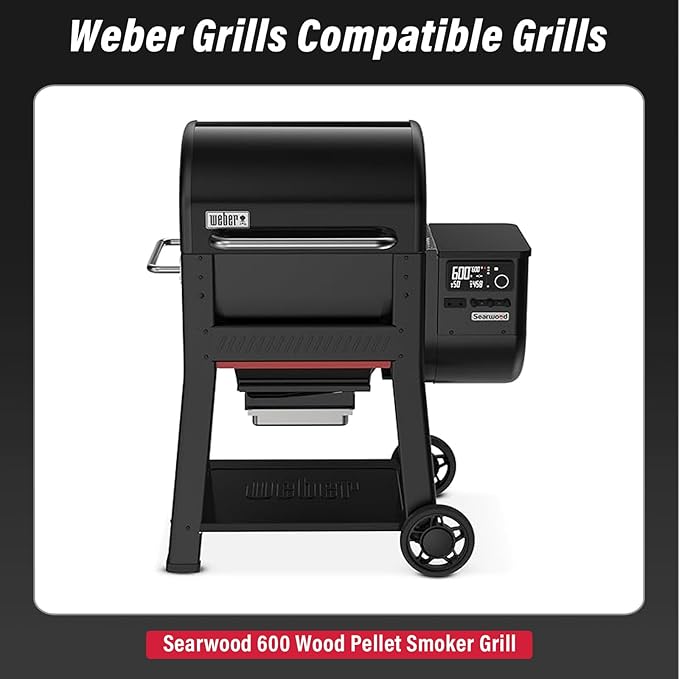 Utheer Front Folding Grill Table for Weber Searwood 600 – 23" x 14" Large Front Shelf with Stainless Steel Basin, Works Cutting Board, Lid & 5 Hooks, Heavy-Duty Weber Searwood 600 Accessories