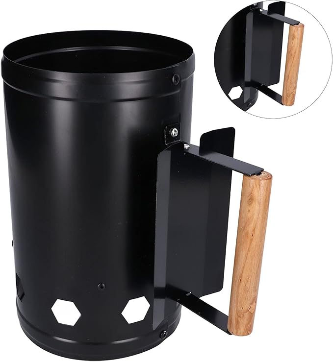 Charcoal Chimney Starter, Heavy Duty Steel BBQ Chimney Starter, BBQ Grill Lighter with Air Intake Holes for Outdoor Camping Cooking