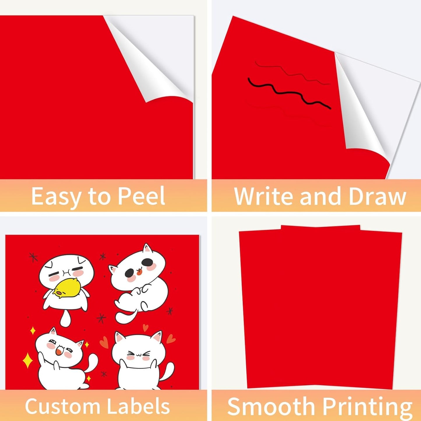 Printable Sticker Paper, 20 Sheets Red Printable Sticker Paper, Laser/Inkjet Printing- Matte Red, Letter Size (8.5" x 11")