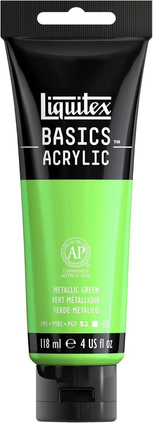 Liquitex BASICS Acrylic Paint, 118ml (4-oz) Tube, Metallic Green