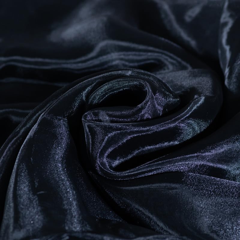 Fynite Black Organza Fabric by The Yard | 20 Yard Long | 44" Wide | Bridal Soft Sheer Organza Tulle for DIY Wedding Dress Fashion Craft Decorations