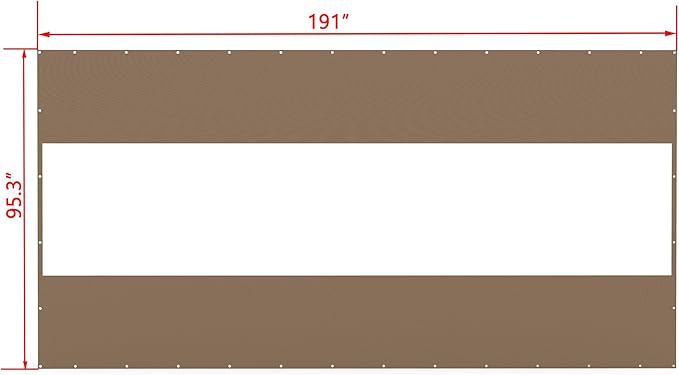 Domi Heavy Duty Outdoor Clear Panel Curtain, 18 oz Waterproof PVC Polyester Curtain, Weather Resistant & Tearproof for Patios, Gazebos, Pergolas, Privacy Screen (8'H x 16'W, Brown)