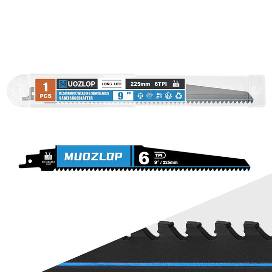 1 Pack 9 inch Reciprocating Saw Blades Set，6 TPI High Carbon Saw Blades for Wood with Nails ，Saw Blades with Organizer Case (1, 6T/9inch)
